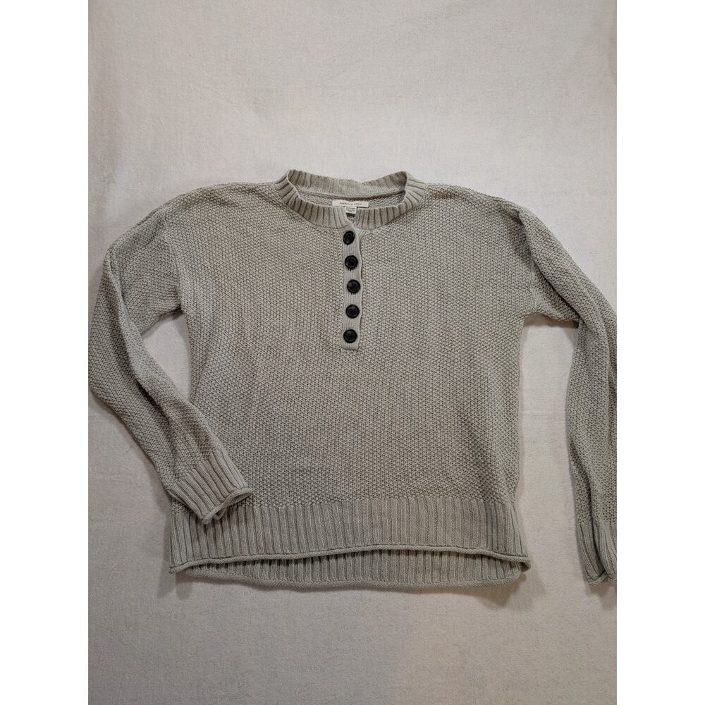 america eagle gray knit henley sweater size XS oversized cotton‎ blend